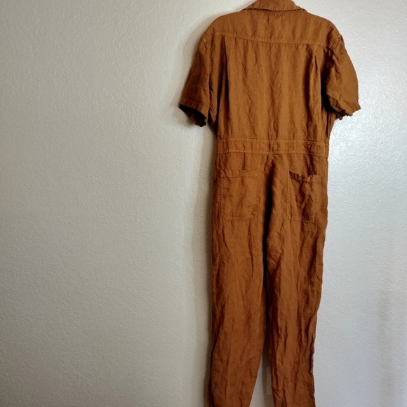 Mate The Label Linen Short Sleeve Jumpsuit in Sedona Tan Sz Xl - Picture 7 of 11